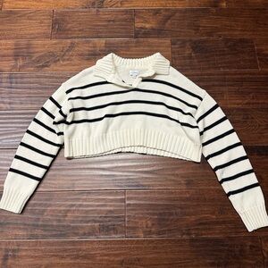 La Hearts Cropped Striped Sweater Size S